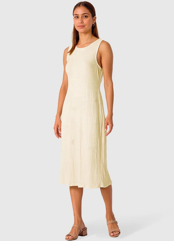 Malwee - Vestido Mídi em Malha Linho Off White 3