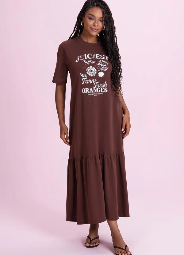 Angel - Vestido Midi em Meia Malha Marrom