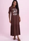 Angel - Vestido Midi em Meia Malha Marrom - variação: Marrom