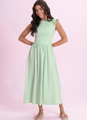 Angel - Vestido Midi em Meia Malha Verde - ANGEL