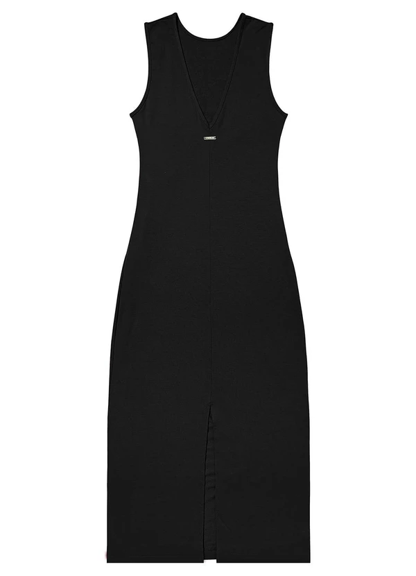 Rovitex - Vestido Midi em Molecotton de Viscose Preto 2