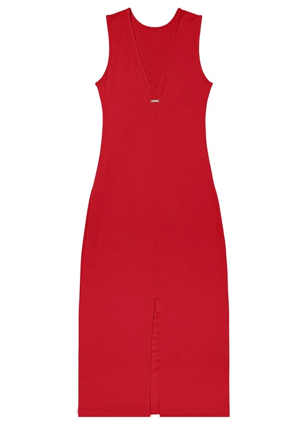 Rovitex - Vestido Midi em Molecotton de Viscose Vermelho 3