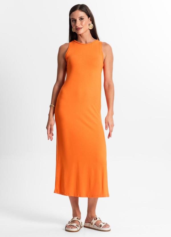 Rovitex - Vestido Midi em Molecotton Laranja