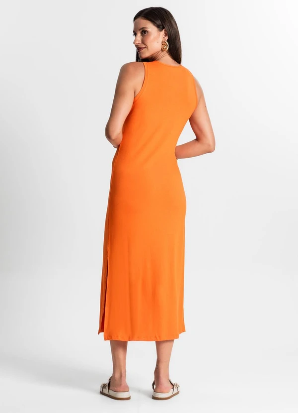 Rovitex - Vestido Midi em Molecotton Laranja 2