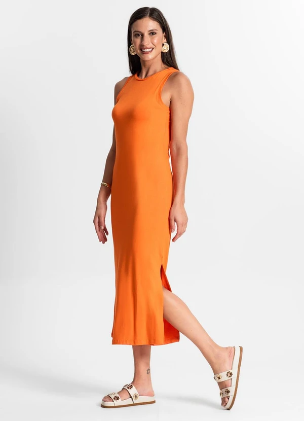 Rovitex - Vestido Midi em Molecotton Laranja 3