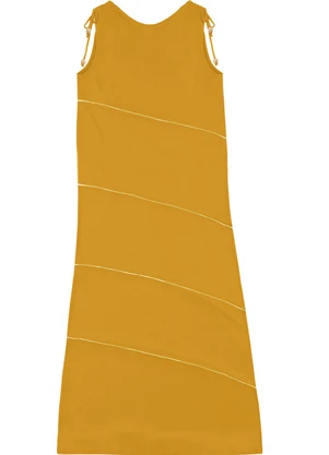 Malwee - Vestido Mídi em Moletinho Amarelo Mostarda - MALWEE