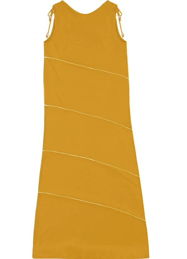 Malwee - Vestido Mídi em Moletinho Amarelo Mostarda