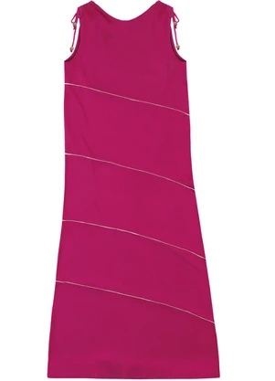 Malwee - Vestido Mídi em Moletinho com Amarração Fúcsia - MALWEE