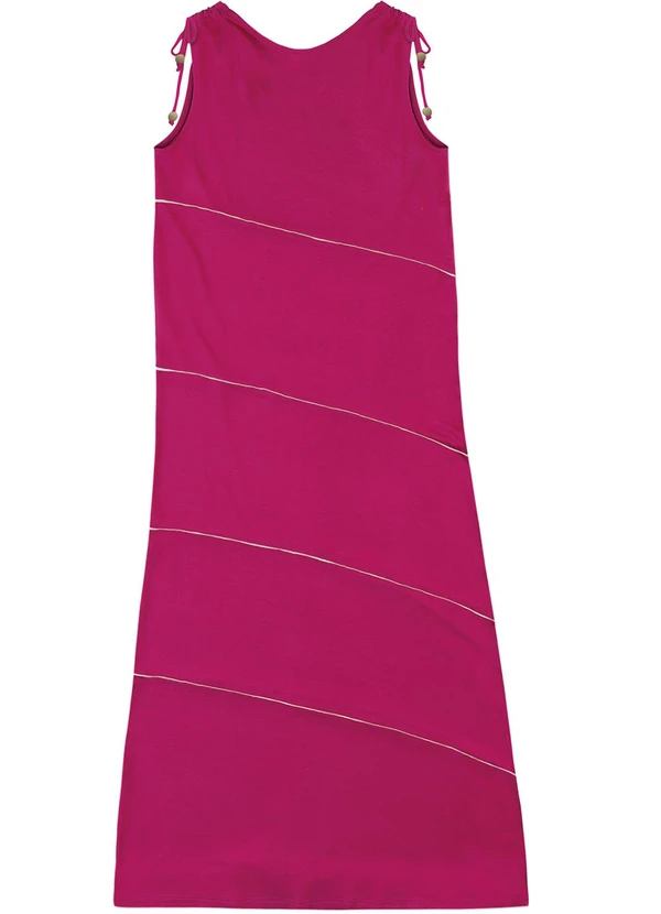 Malwee - Vestido Mídi em Moletinho com Amarração Fúcsia