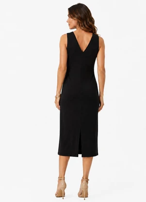 Rovitex - Vestido Midi em Molicotton Viscose Light Preto - ROVITEX