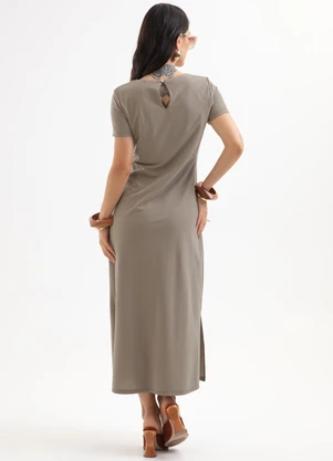 Cativa - Vestido Midi em Piquet com Elastano Cinza - CATIVA