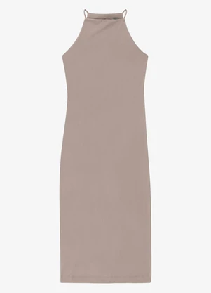 Veev - Vestido Midi em Poliamida Intense de Alça Marrom - VEEV