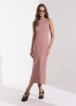 Veev - Vestido Midi em Poliamida Intense de Alça Rosa - VEEV