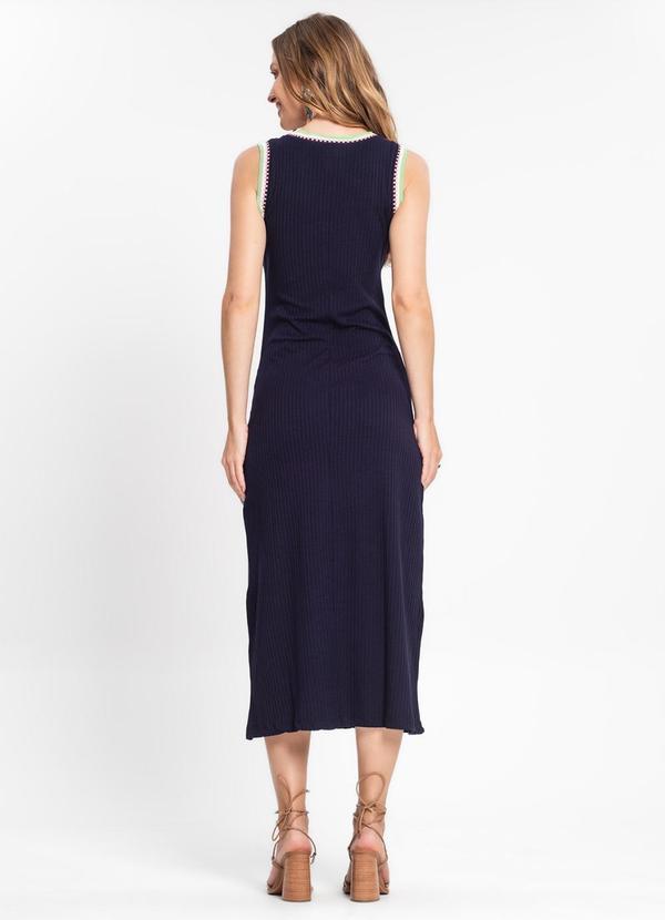Rovitex - Vestido Midi em Ribana Canelada Azul 2