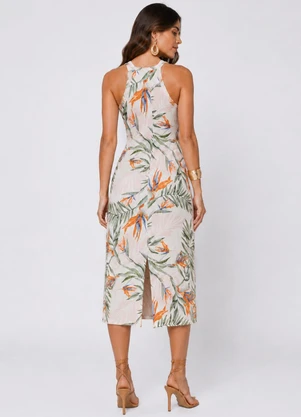 Select - Vestido Midi em Ribana Canelada Branco - SELECT