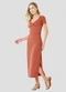 Cereja Rosa - Vestido Midi em Ribana Canelada Laranja - variação: Laranja