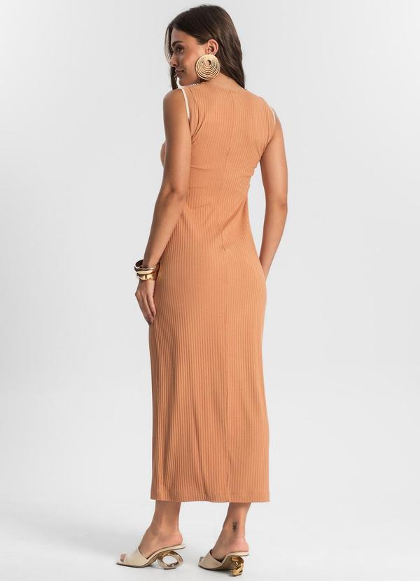Endless - Vestido Midi em Ribana Canelada Marrom 2