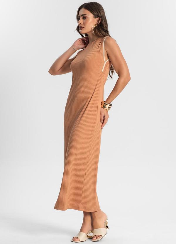 Endless - Vestido Midi em Ribana Canelada Marrom 3