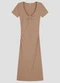 Cereja Rosa - Vestido Midi em Ribana Canelada Laranja - variação: Marrom