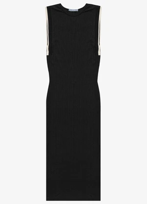 Endless - Vestido Midi em Ribana Canelada Preto - ENDLESS