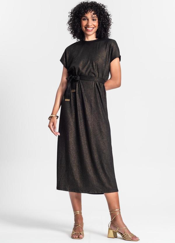 Rovitex - Vestido Midi em Ribana Canelada Preto