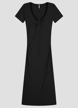 Cereja Rosa - Vestido Midi em Ribana Canelada Preto - CEREJA ROSA
