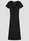 Cereja Rosa - Vestido Midi em Ribana Canelada Laranja - variação: Preto