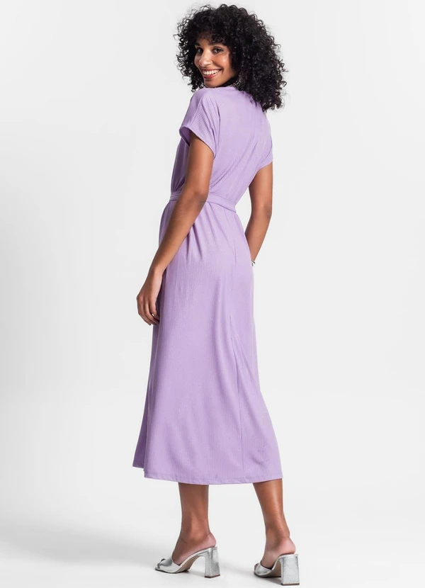 Rovitex - Vestido Midi em Ribana Canelada Roxo 2