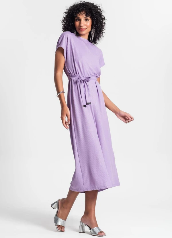 Rovitex - Vestido Midi em Ribana Canelada Roxo 3