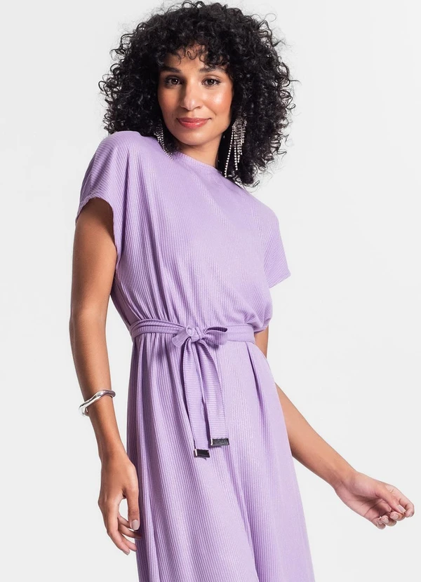 Rovitex - Vestido Midi em Ribana Canelada Roxo 4