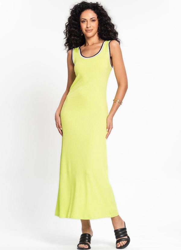 Rovitex - Vestido Midi em Ribana Canelada Verde