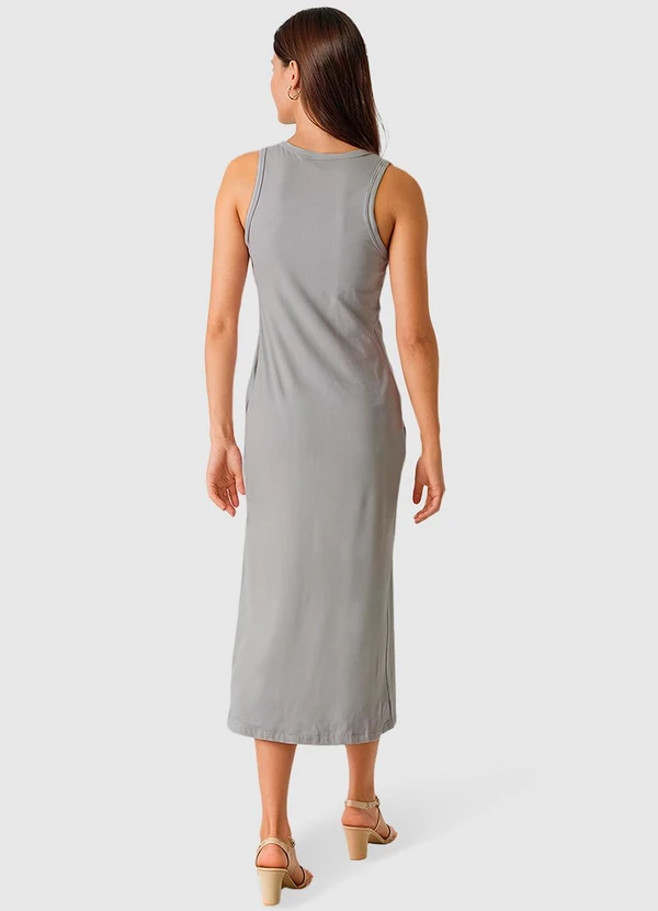 Malwee - Vestido Mídi em Ribana Cinza Claro 2