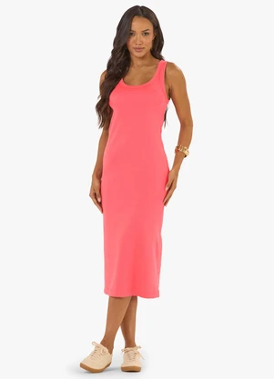 Rovitex - Vestido Midi em Ribana Laranja - ROVITEX