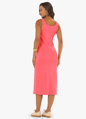 Rovitex - Vestido Midi em Ribana Laranja - ROVITEX