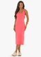 Rovitex - Vestido Midi em Ribana Verde - variação: Laranja
