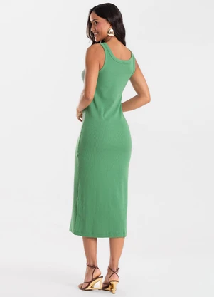 Rovitex - Vestido Midi em Ribana Verde - ROVITEX