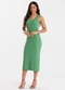 Rovitex - Vestido Midi em Ribana Verde - variação: Verde