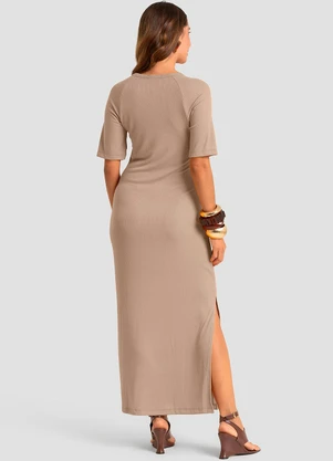 Dianna - Vestido Midi em Ribana Viscose Manga Raglan Marro - DIANNA