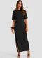 Dianna - Vestido Midi em Ribana Viscose Manga Raglan Preto - variação: Preto
