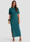 Dianna - Vestido Midi em Ribana Viscose Manga Raglan Preto - variação: Verde