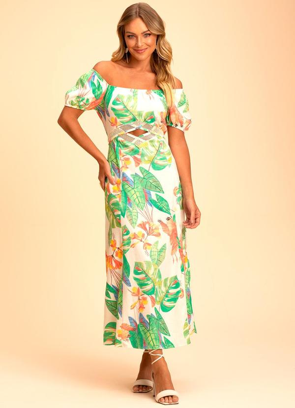 Doce Trama - Vestido Midi em Tecido Bege 1