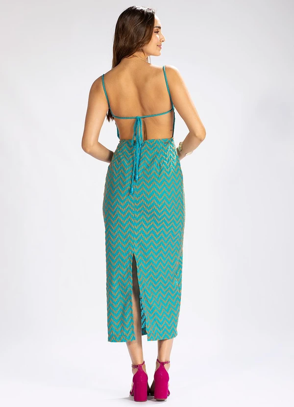 Colcci - Vestido Midi em Tecido Bordado Azul 2