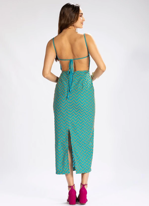 Colcci - Vestido Midi em Tecido Bordado Azul 4