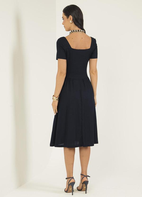 Gris - Vestido Midi em Tecido em Linho Preto 2