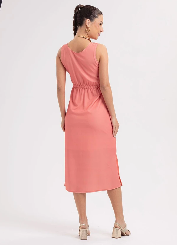 Habana - Vestido Midi em Tecido Leve Sarjado Rosa 2