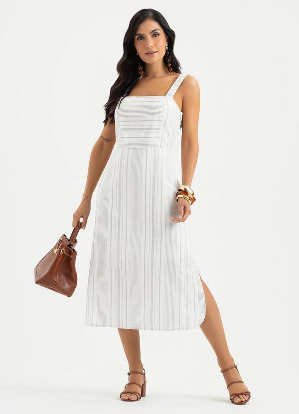 Cativa - Vestido Midi em Tecido Natural Branco 1