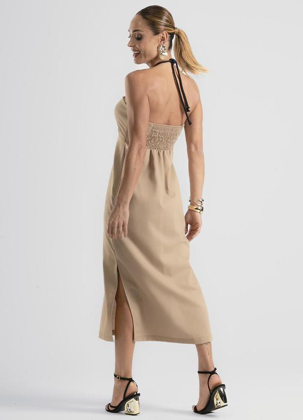 Cativa - Vestido Midi em Tecido Plano Marrom Claro 2