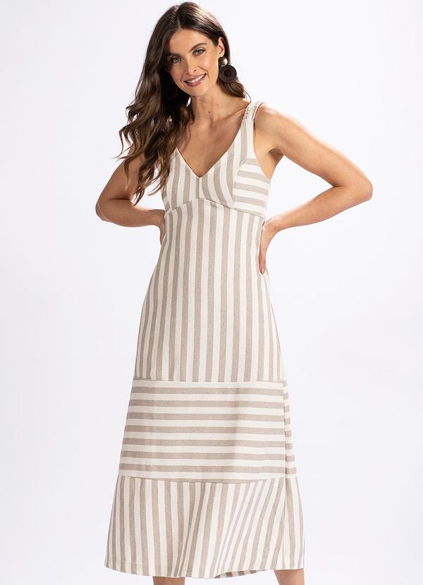 Hering - Vestido Midi em Tecido Plano Bege