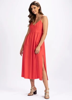 Hering - Vestido Midi em Tecido PlanoRosa - HERING