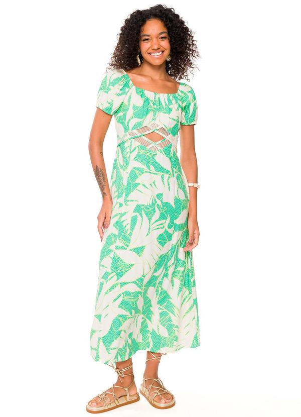 Doce Trama - Vestido Midi em Tecido Verde
